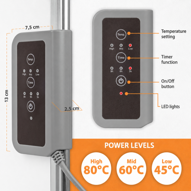 Infrarood verwarming vouwbaar 350Watt - Timer - Instelbaar