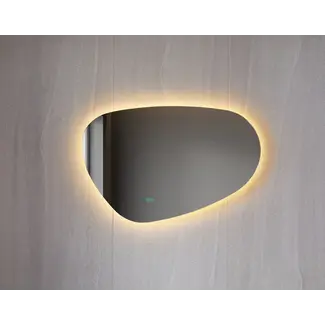 Spiegel asymmetrisch organische led verlichting en anti-condens 100 cm breed en 65 cm hoog
