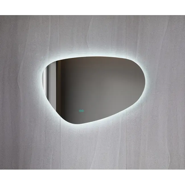 Spiegel asymmetrisch organische led verlichting en anti-condens 100 cm breed en 65 cm hoog