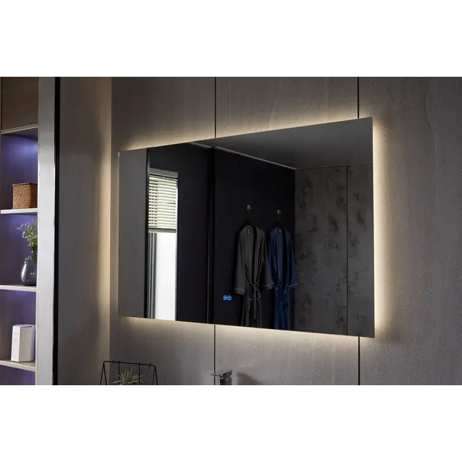 Spiegel frameloos met led, anti-condens 75 x 140 cm