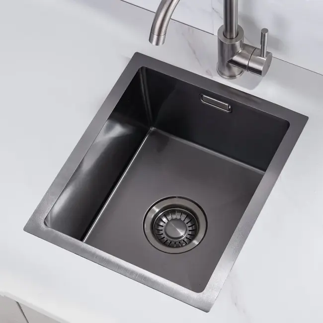 Tweedekans - Nurion Spoelbak Black Metal 39,5 x 34,5– Spoelbak Keuken - Spoelbakken Keuken – Wasbak Keuken - zonder Kraangat RVS - Default