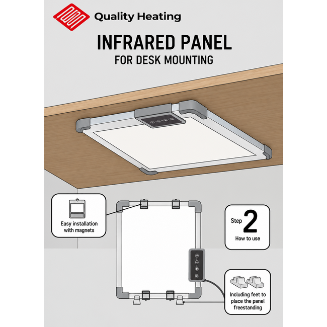 Infrarood verwarming voor bureau - 100 watt - 30 x 50 cm