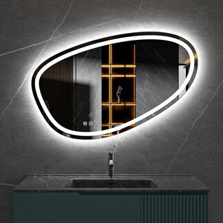 Tweedekans - Spiegel asymmetrisch inbouw led verlichting en anti-condens 100cm breed en 65cm hoog - Default