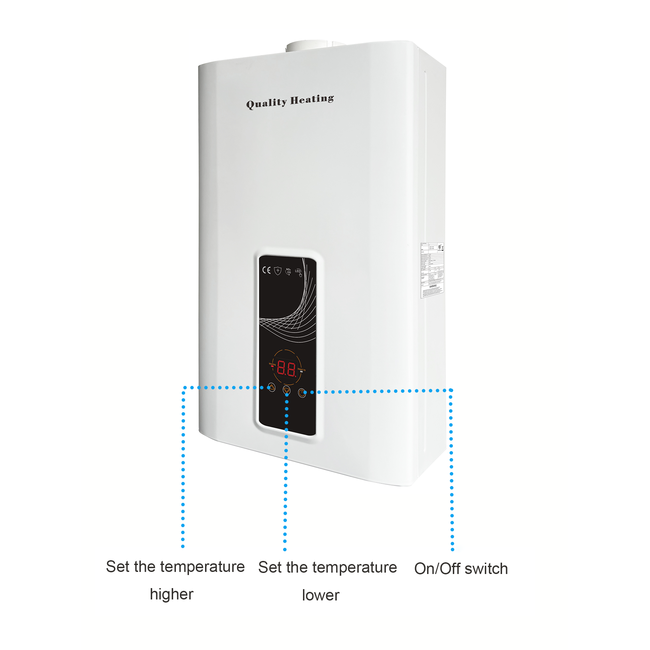 EcoTherm Electronische geiser 230V Digitaal 13L Low Nox Propaan gesloten kamer