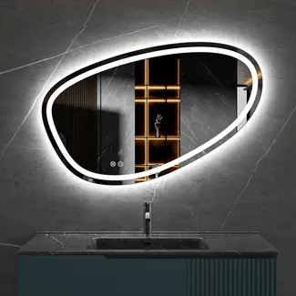 Quality Heating Spiegel asymmetrisch inbouw led verlichting en anti-condens 120cm breed en 75cm hoog