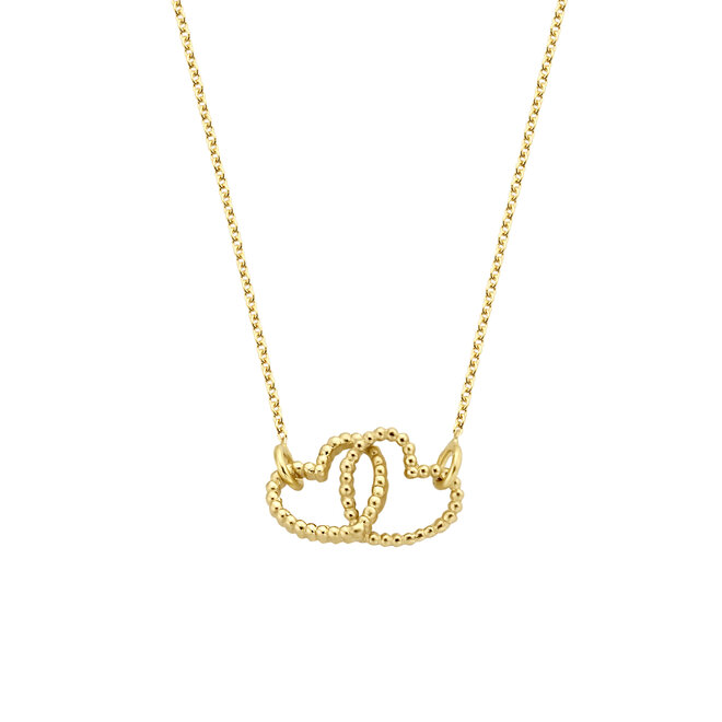 Vintage Dubbel Open Heart Necklace 14K Gold