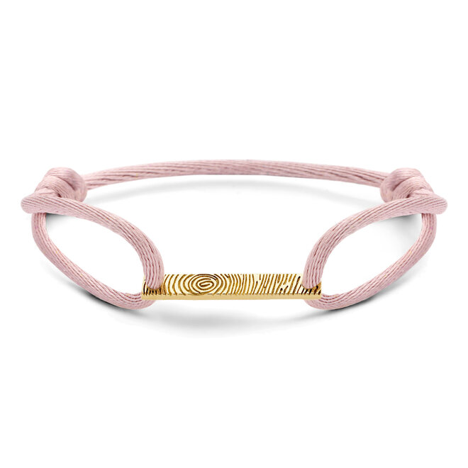 Bar Satijnkoord Armband - met vingerafdruk 14K Goud