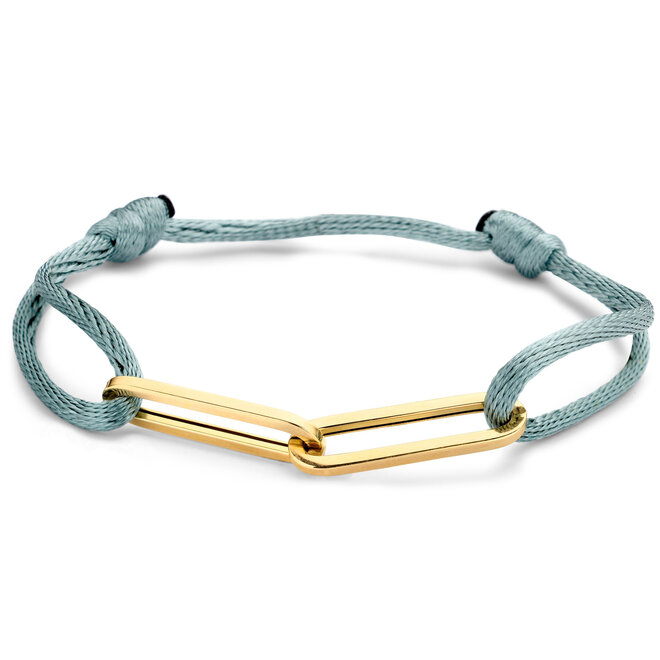 Charm Link Satijnkoord Armband - 2 Links 14K Goud