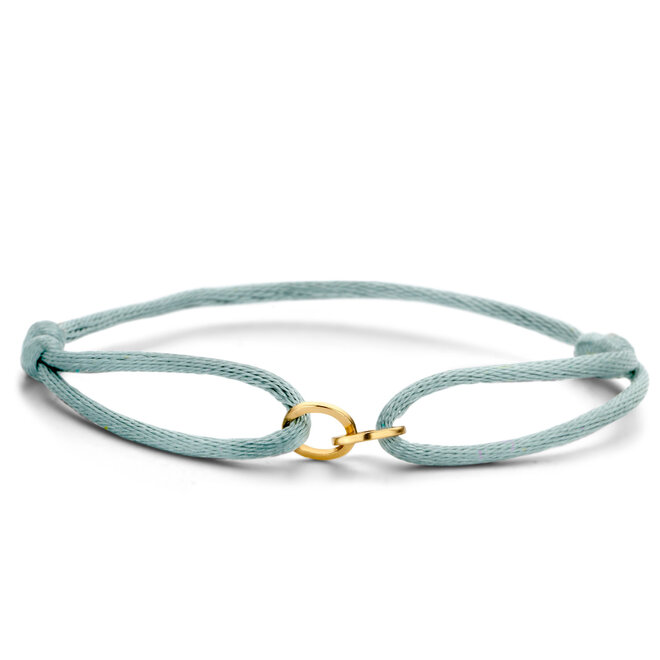 Iconic Double Open Circle Satijnkoord Armband 14K Goud