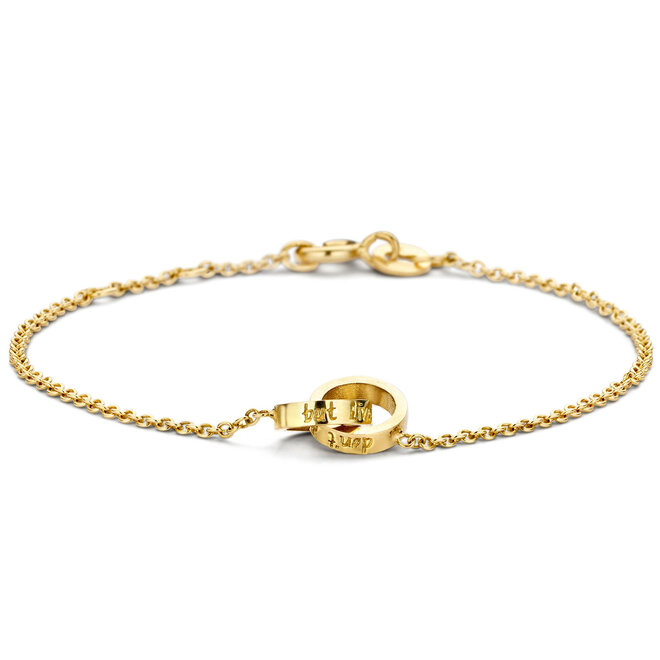 Iconic Double Open Circle Armband - met gravering 14K Goud