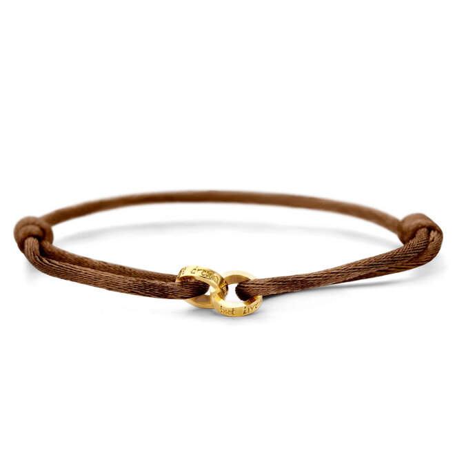 Iconic Double Open Circle Satijnkoord Armband - met gravering