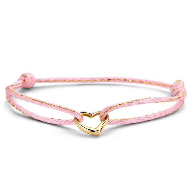 Iconic Shaped Heart Satin Cord Bracelet 14K Gold