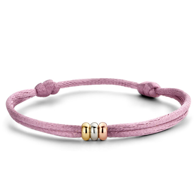 Iconic Triple Love Satin Cord Bracelet 14K Gold