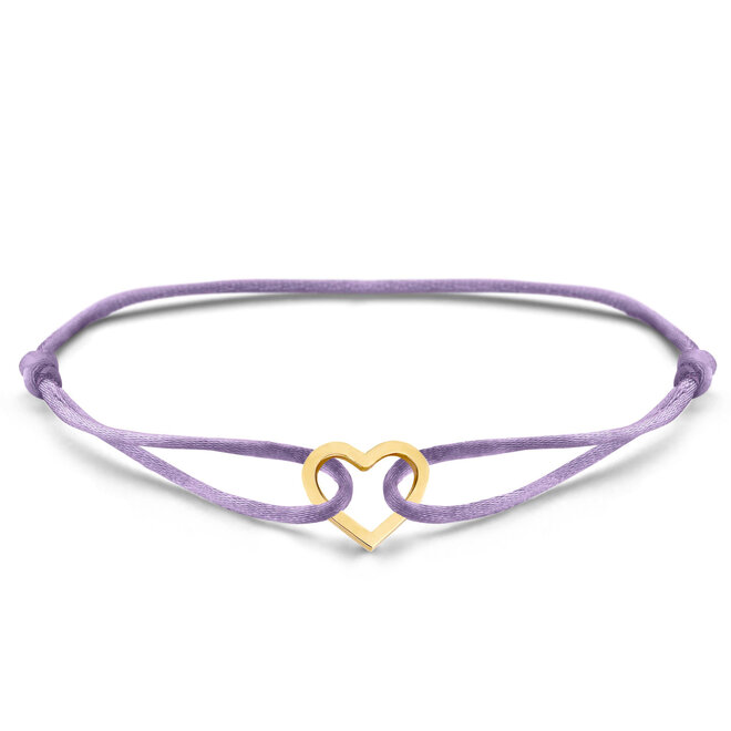 Iconic Heart Satin Cord Bracelet 14K Gold