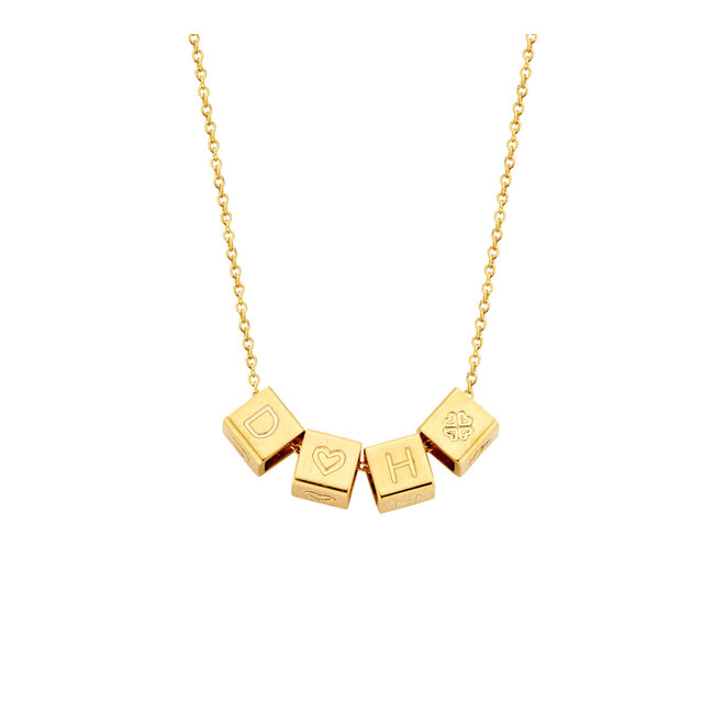 Cube Ketting - 4 Cubes 14K Goud
