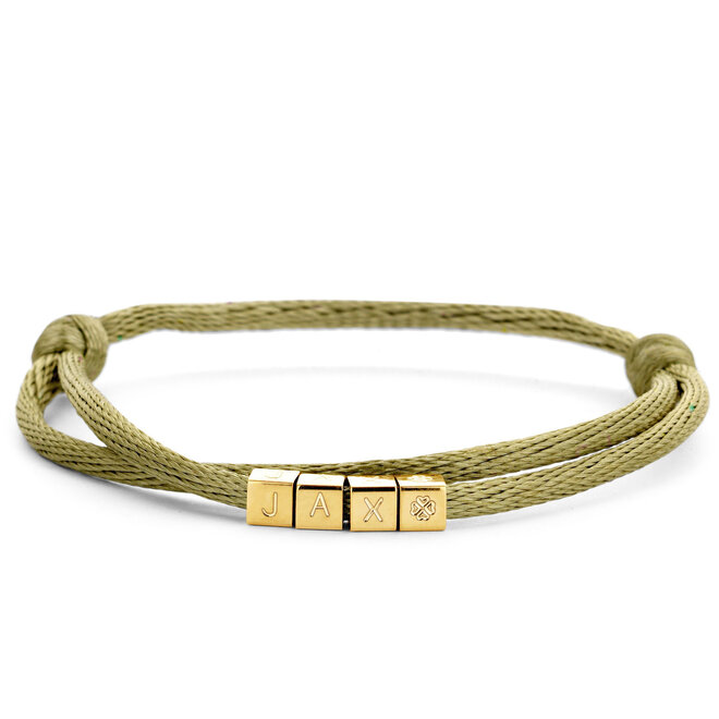 Cube Satijnkoord Armband - 4 Cubes 14K Goud