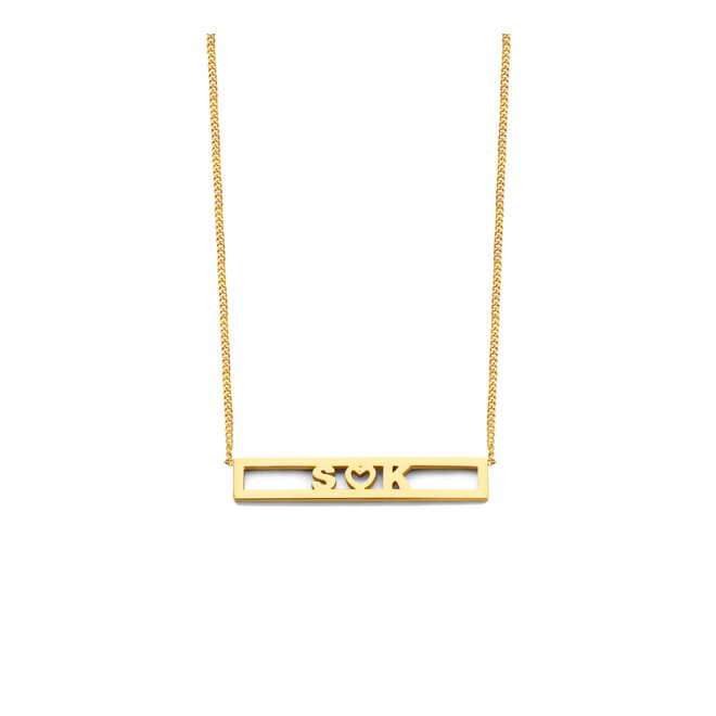 Love Letter Love Bar Ketting - 3 Letters 14K Goud