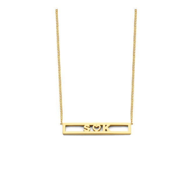 Love Letter Love Bar Ketting - 3 Letters 14K Goud