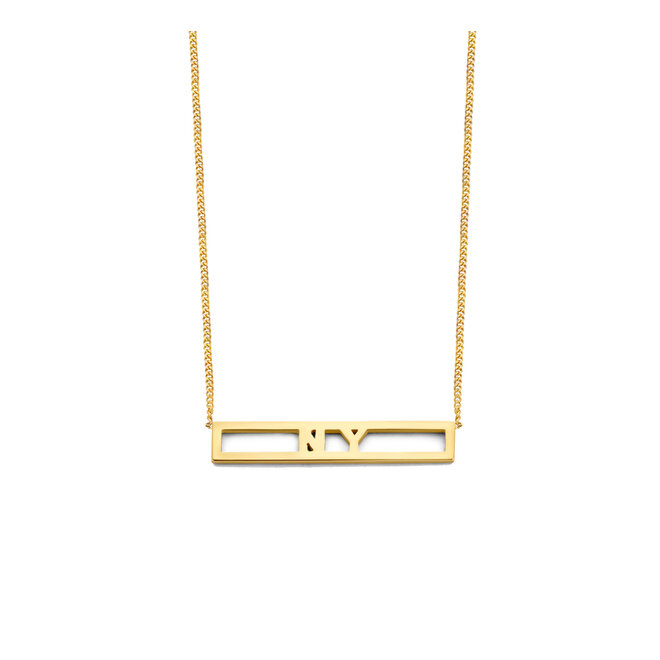 Love Letter Love Bar Ketting - 2 Letters 14K Goud