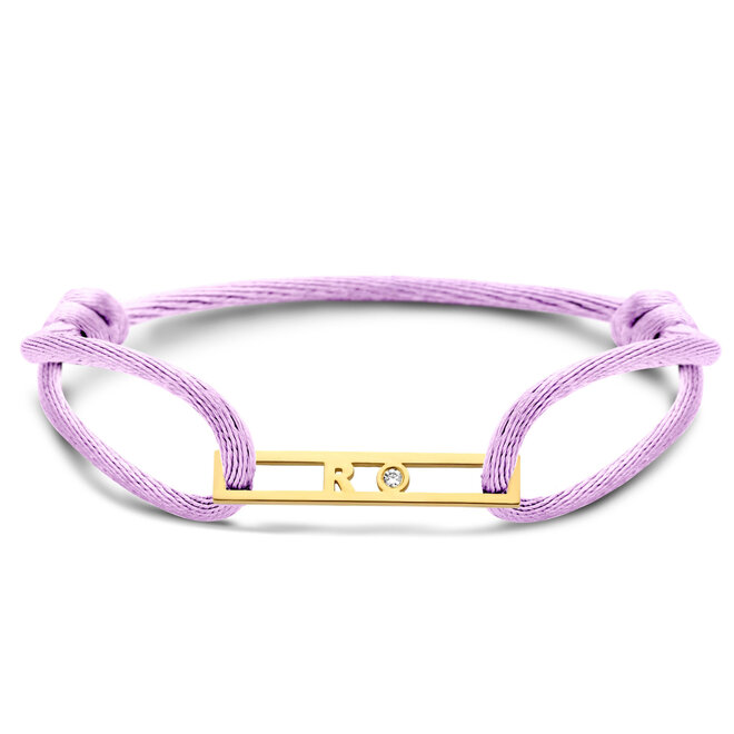 Love Bar Satijnkoord Armband - 1 Letter en 1 Diamant
