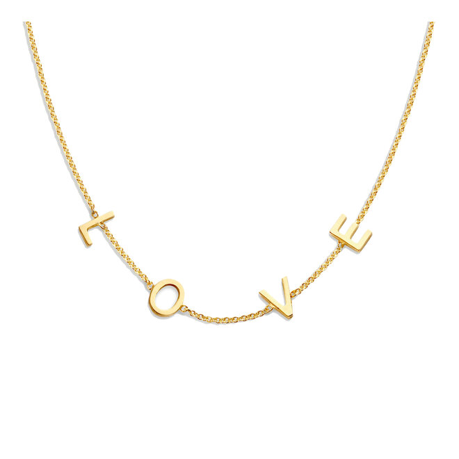 Love Letter Ketting - 4 Initialen 14K Goud