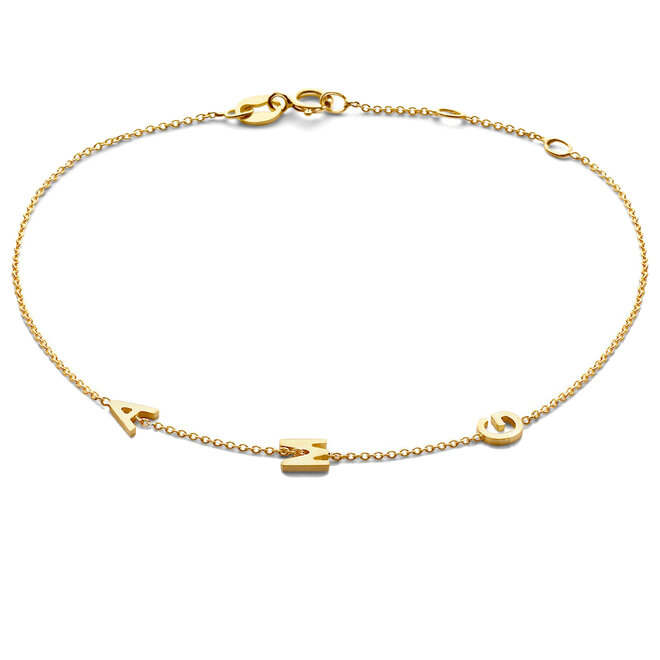 Love Letter Bracelet - 3 Initials 14K Gold