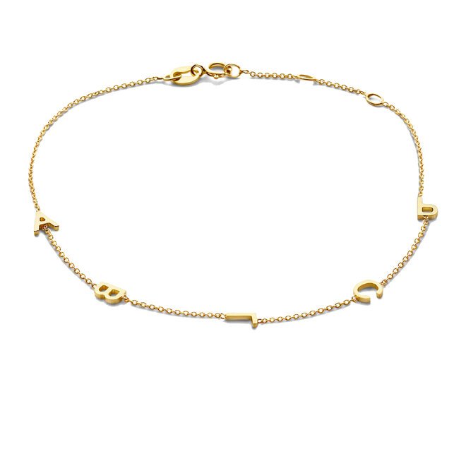 Love Letter Bracelet - 5 Initials 14K Gold