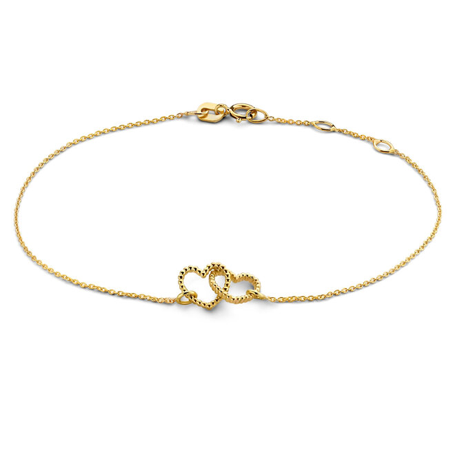 Vintage Dubbel Open Hart Armband 14K Goud