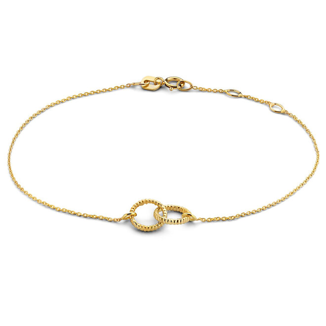 Vintage Dubbel Open Cirkel Armband 14K Goud