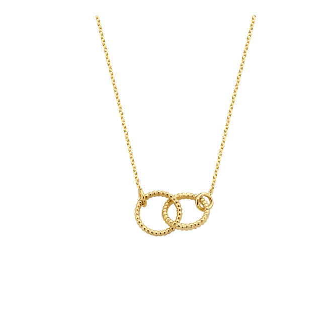 Vintage Dubbel Open Cirkel Ketting 14K Goud