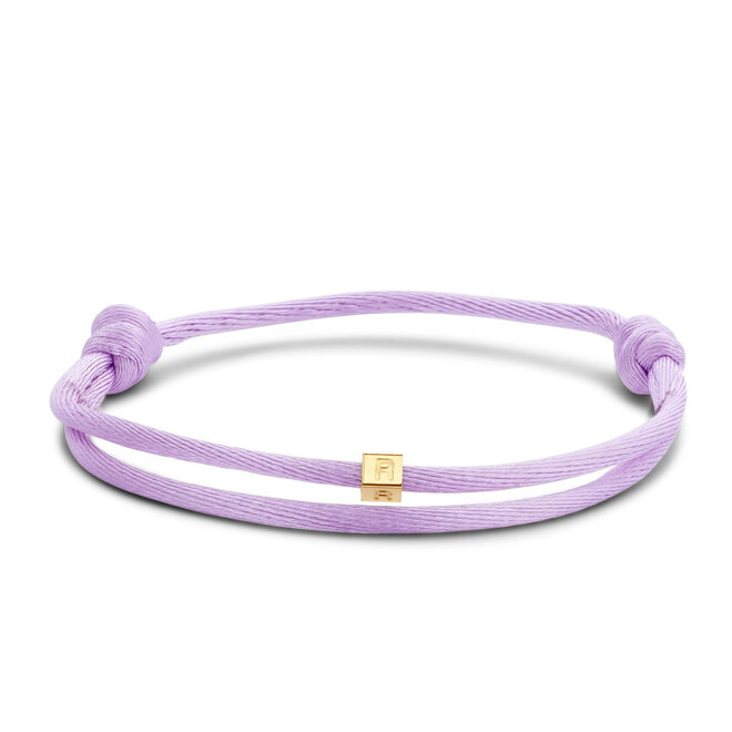 Cube Satijnkoord Armband 14K Goud