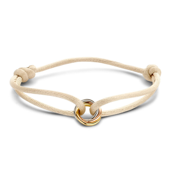 Iconic Triple Colour Satin Cord Bracelet 14K Gold