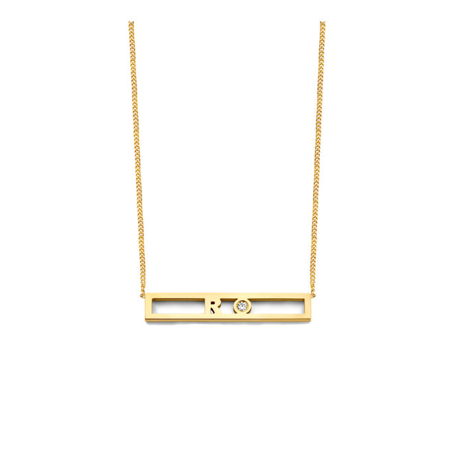 Love Bar Necklace 1 Letter & 1 Diamond