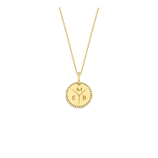 Identity Circle Perforated Mini Ketting - 3 letters 14K Goud
