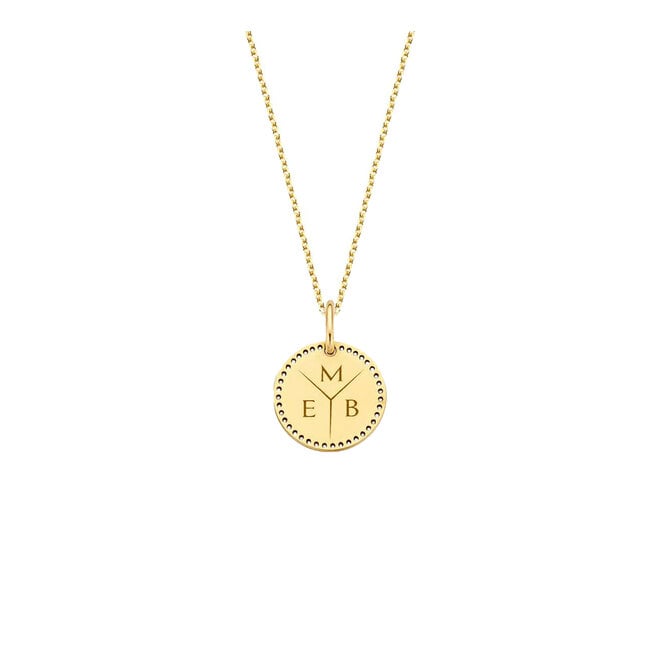 Identity Circle Perforated Mini Necklace - 3 Letters 14K Gold