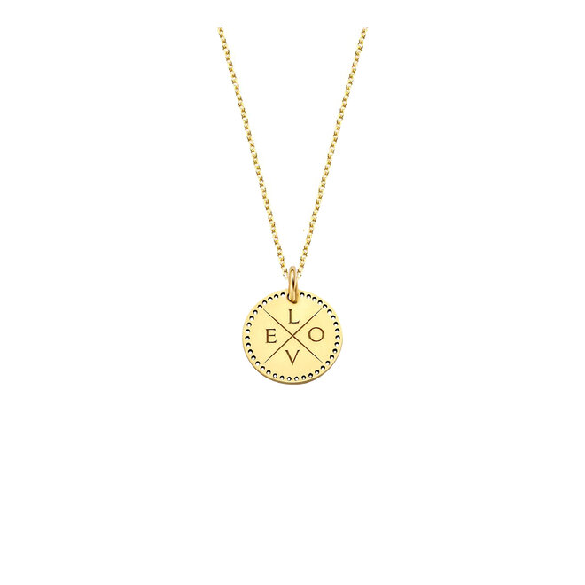 Identity Circle Perforated Mini Ketting - 4 letters 14K Goud