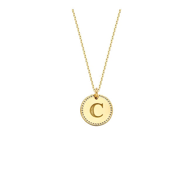 Identity Circle Perforated Mini Necklace 14K Gold