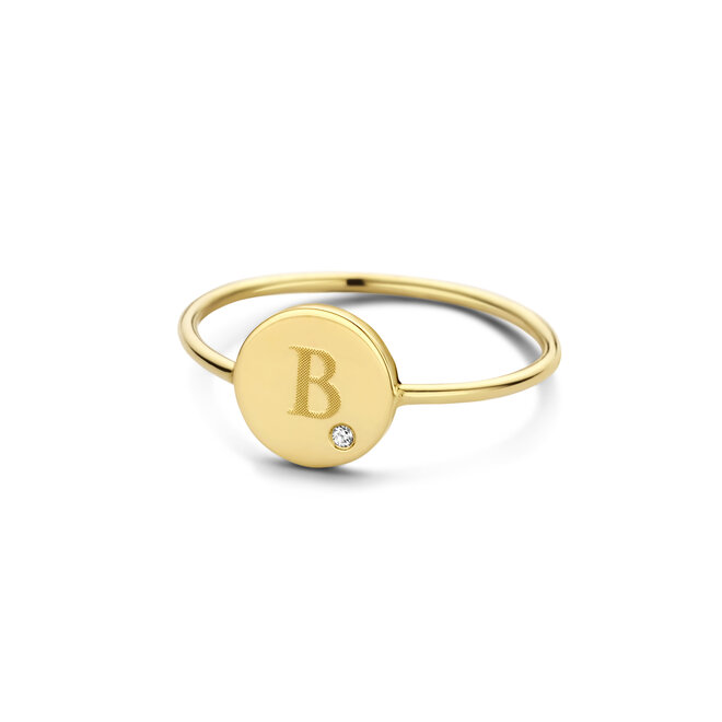 Coin Ring Met Diamond 14K Gold