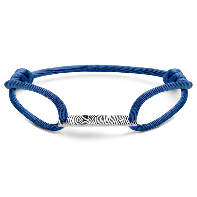 Bar Satijnkoord Heren Armband - met vingerafdruk en gravering 14K Goud