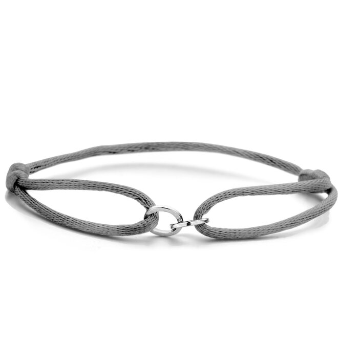 Iconic Double Open Circle Man Satijnkoord Armband