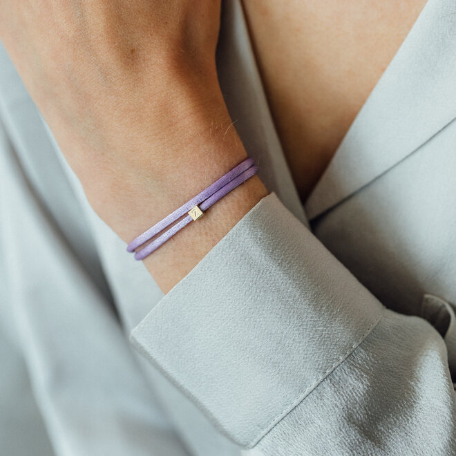 Cube Satijnkoord Armband 14K Goud