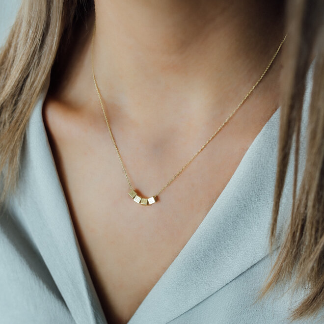 Cube Ketting - 4 Cubes 14K Goud
