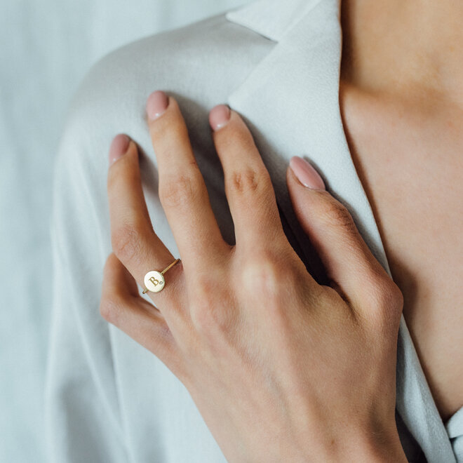 Coin Ring Met Diamond 14K Gold