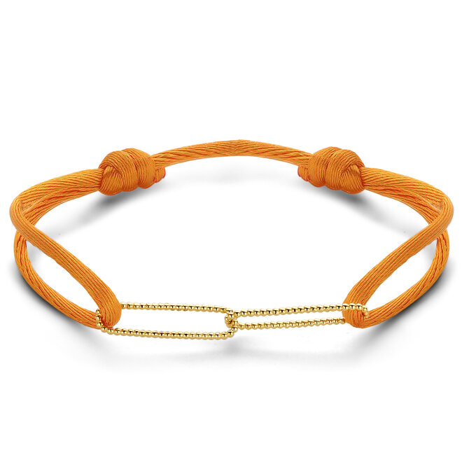 Vintage 2 Links Satijnkoord Armband 14K Goud
