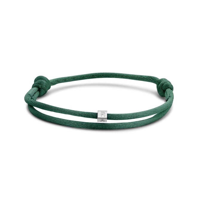 Cube Satijnkoord Armband Heren - met vier verschillende graveringen 14K Goud
