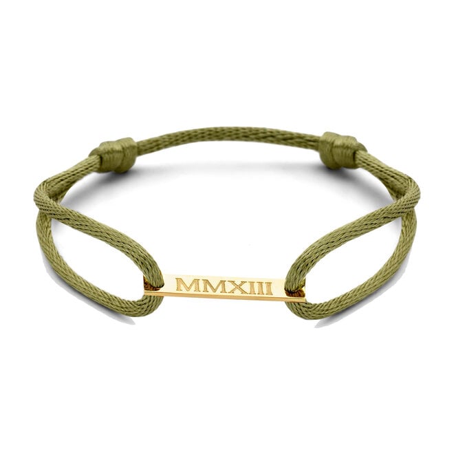 Bar Man Satijnkoord Armband 14K Goud