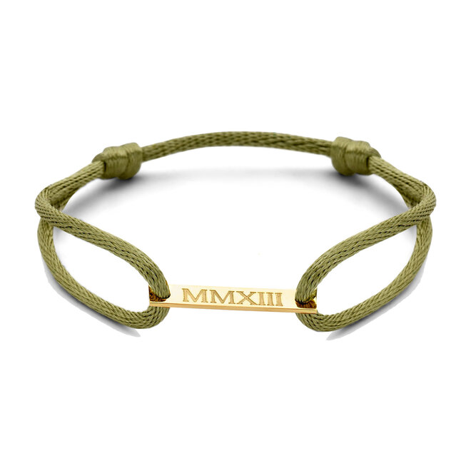 Bar Satijnkoord Armband Heren 14K Goud