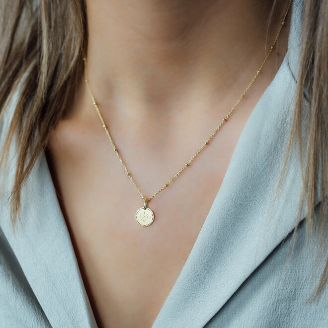 Identity Circle Small Perforated with Necklace 4 letters