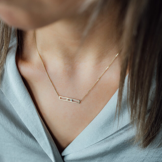 Love Bar Necklace 1 Letter & 1 Diamond