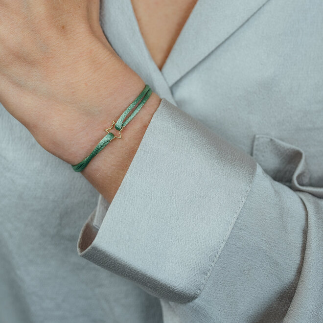 Vintage Star Satin Cord Bracelet 14K Gold